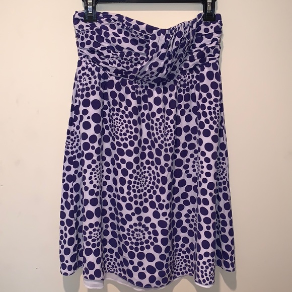 ALICE + OLIVIA Silk Strapless Purple Cream Short Dress Size S Event Dressy - Picture 1 of 13